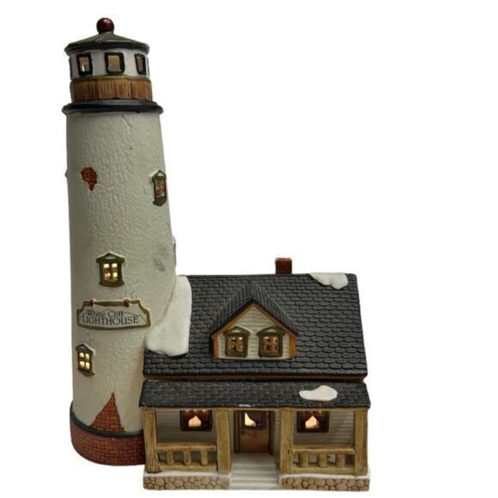 Lemax Retired Plymouth Corners White Cliff Lighted Lighthouse 1997‎